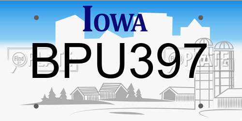 BPU397 Iowa License Plate
