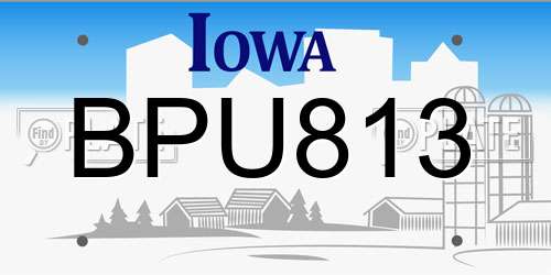 BPU813 Iowa License Plate