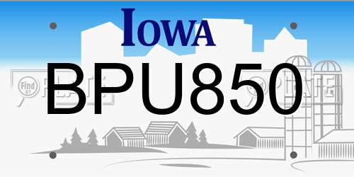BPU850 Iowa License Plate