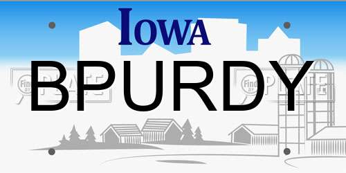 BPURDY Iowa License Plate