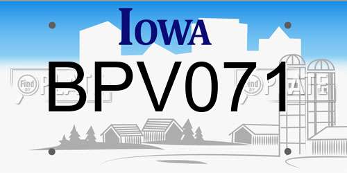 BPV071 Iowa License Plate