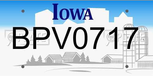 BPV0717 Iowa License Plate