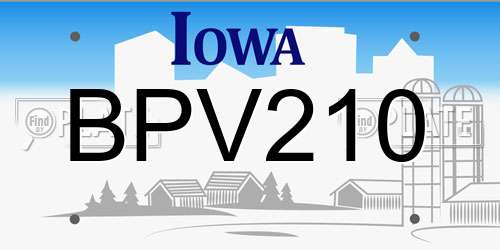 BPV210 Iowa License Plate