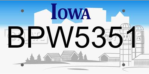 BPW5351 Iowa License Plate