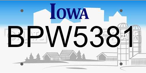 BPW5381 Iowa License Plate