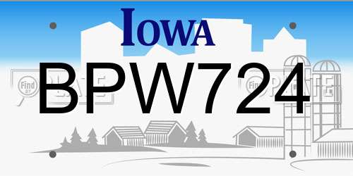 BPW724 Iowa License Plate