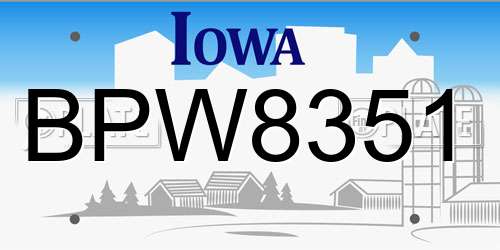 BPW8351 Iowa License Plate