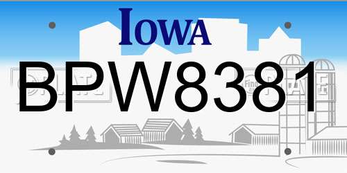BPW8381 Iowa License Plate