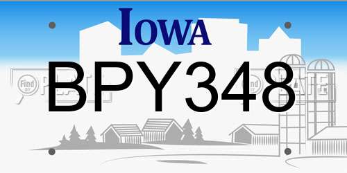 BPY348 Iowa License Plate