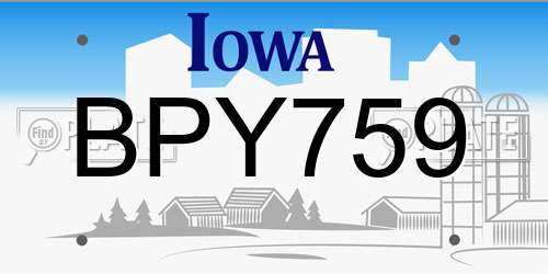 BPY759 Iowa License Plate