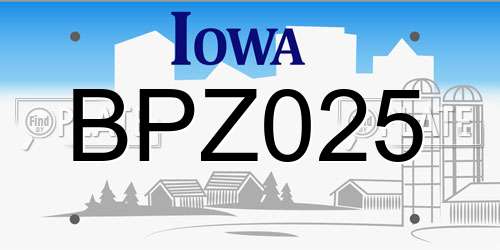 BPZ025 Iowa License Plate