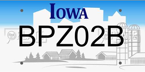 BPZ02B Iowa License Plate