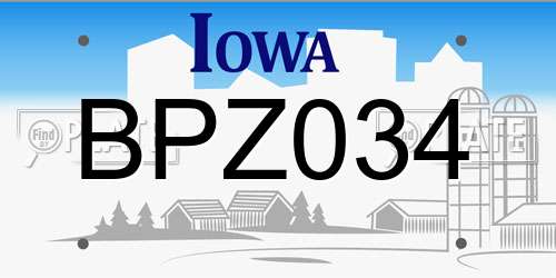 BPZ034 Iowa License Plate