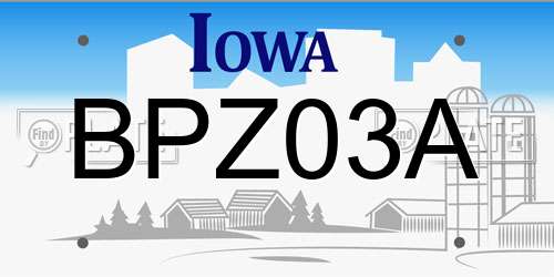 BPZ03A Iowa License Plate