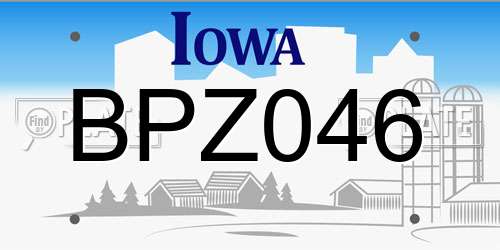 BPZ046 Iowa License Plate