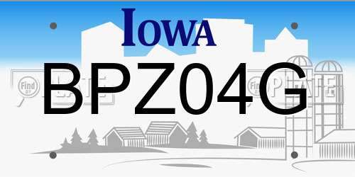 BPZ04G Iowa License Plate