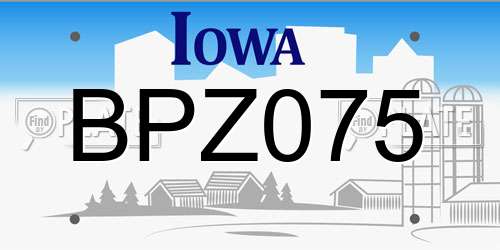 BPZ075 Iowa License Plate