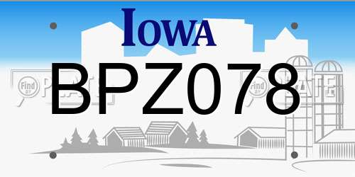 BPZ078 Iowa License Plate