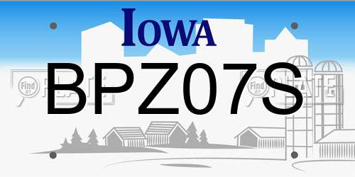 BPZ07S Iowa License Plate