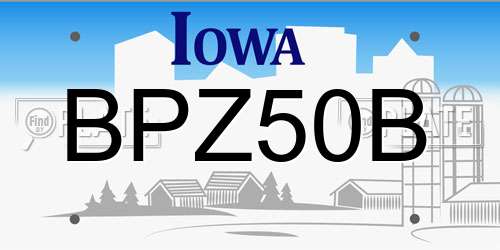 BPZ50B Iowa License Plate