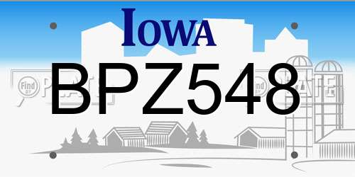 BPZ548 Iowa License Plate
