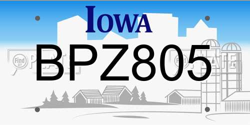 BPZ805 Iowa License Plate
