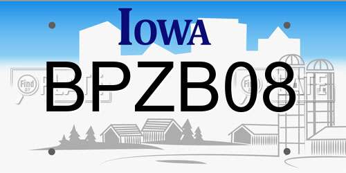 BPZB08 Iowa License Plate
