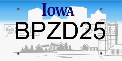 BPZD25 Iowa License Plate