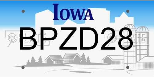 BPZD28 Iowa License Plate