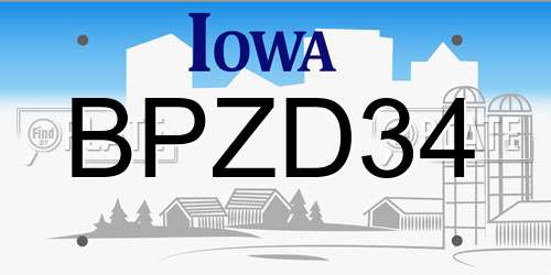 BPZD34 Iowa License Plate
