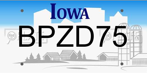 BPZD75 Iowa License Plate
