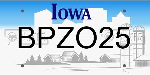 BPZO25 Iowa License Plate