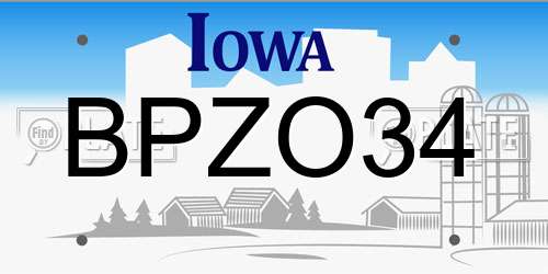 BPZO34 Iowa License Plate