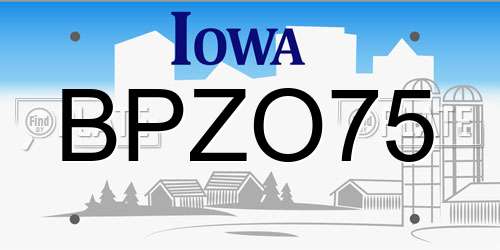 BPZO75 Iowa License Plate