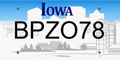 BPZO78 Iowa License Plate