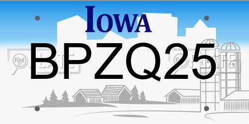 BPZQ25 Iowa License Plate