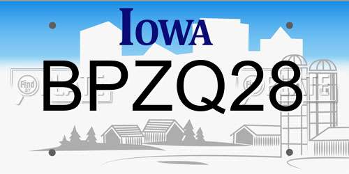 BPZQ28 Iowa License Plate