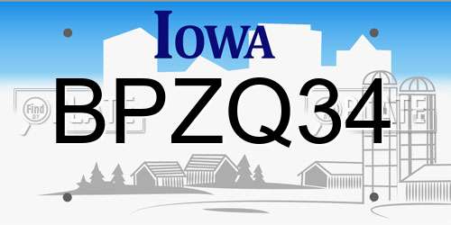 BPZQ34 Iowa License Plate