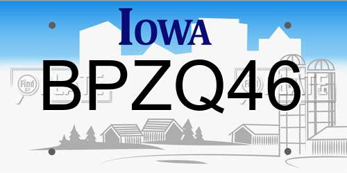 BPZQ46 Iowa License Plate