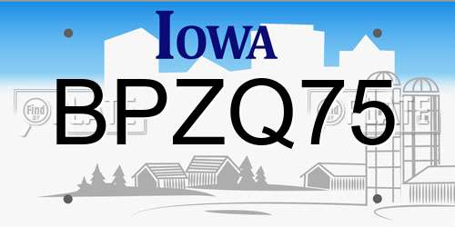 BPZQ75 Iowa License Plate