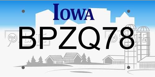 BPZQ78 Iowa License Plate