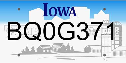 BQ0G371 Iowa License Plate