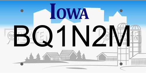 BQ1N2M Iowa License Plate