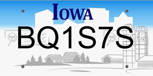 BQ1S7S Iowa License Plate