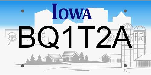BQ1T2A Iowa License Plate