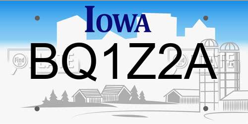 BQ1Z2A Iowa License Plate
