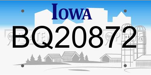BQ20872 Iowa License Plate