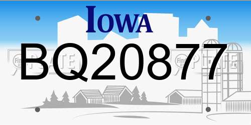 BQ20877 Iowa License Plate