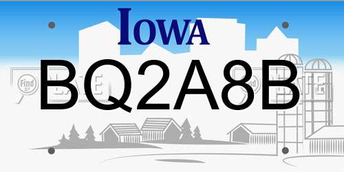 BQ2A8B Iowa License Plate