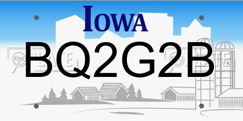 BQ2G2B Iowa License Plate